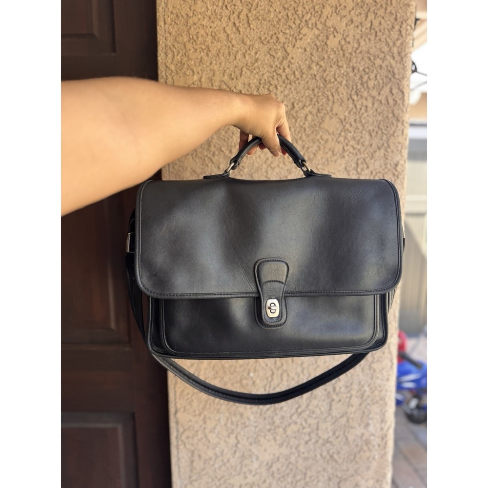 Vintage Coach Black Leather Metropolitan Bag 5180 Messenger Briefcase 90s